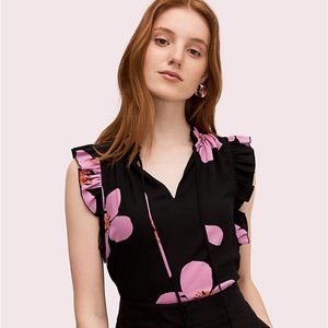 Kate Spade grand flora tie neck blouse NWOT